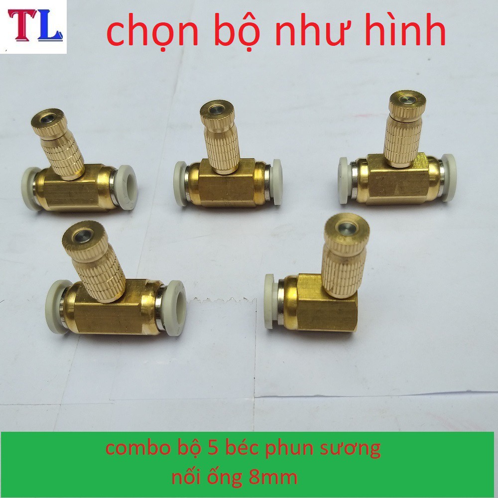 Bộ 5 Béc phun sương bằng đồng giá rẻ (béc số 1-2-3-4-5-6-7-8)