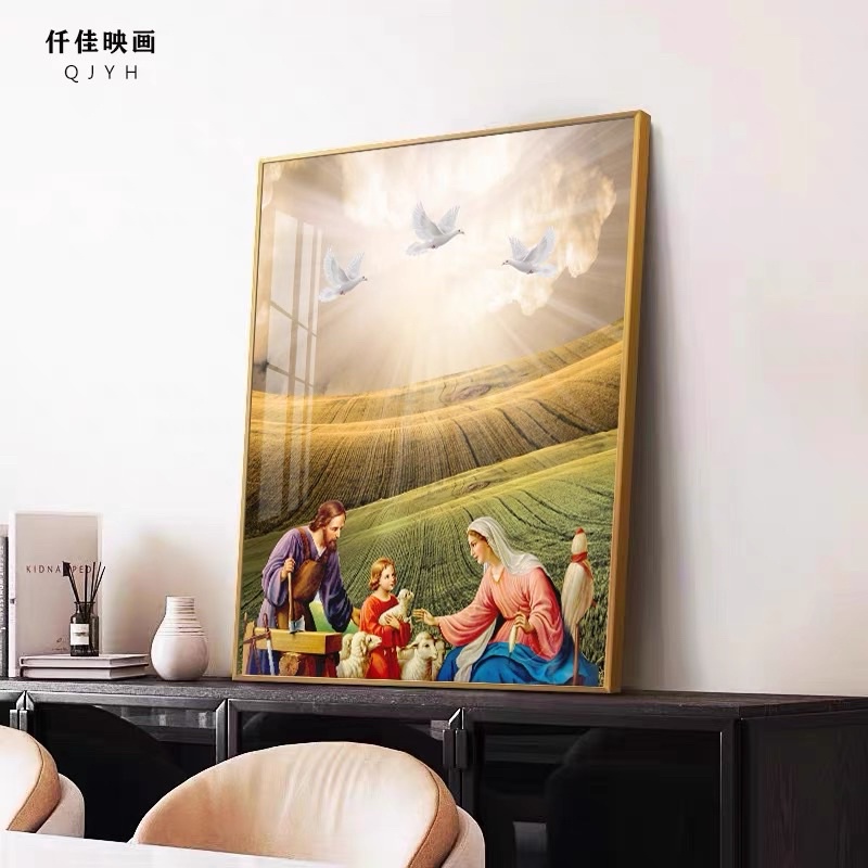 Tranh Công Giáo Tráng Gương Treo Tường Chúa Giêsu và Đức Mẹ/ Gia đình Thánh Gia Bình An Làm Quà Tân Gia
