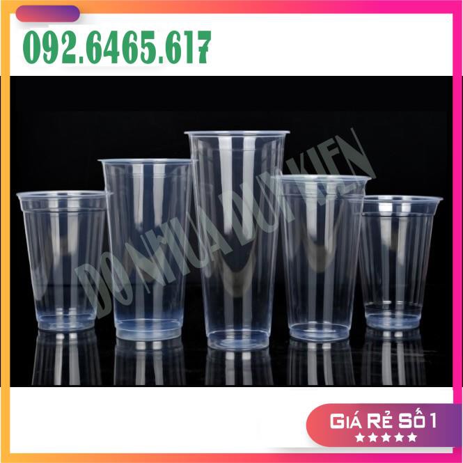 [NOWSHIP] 50 Cốc Nhựa PP 400ml - 500ml - 700ml Dùng 1 Lần Có Nắp Loại Đẹp - Đựng Đồ Uống - Có Thể Dùng Được Màng Ép Ly