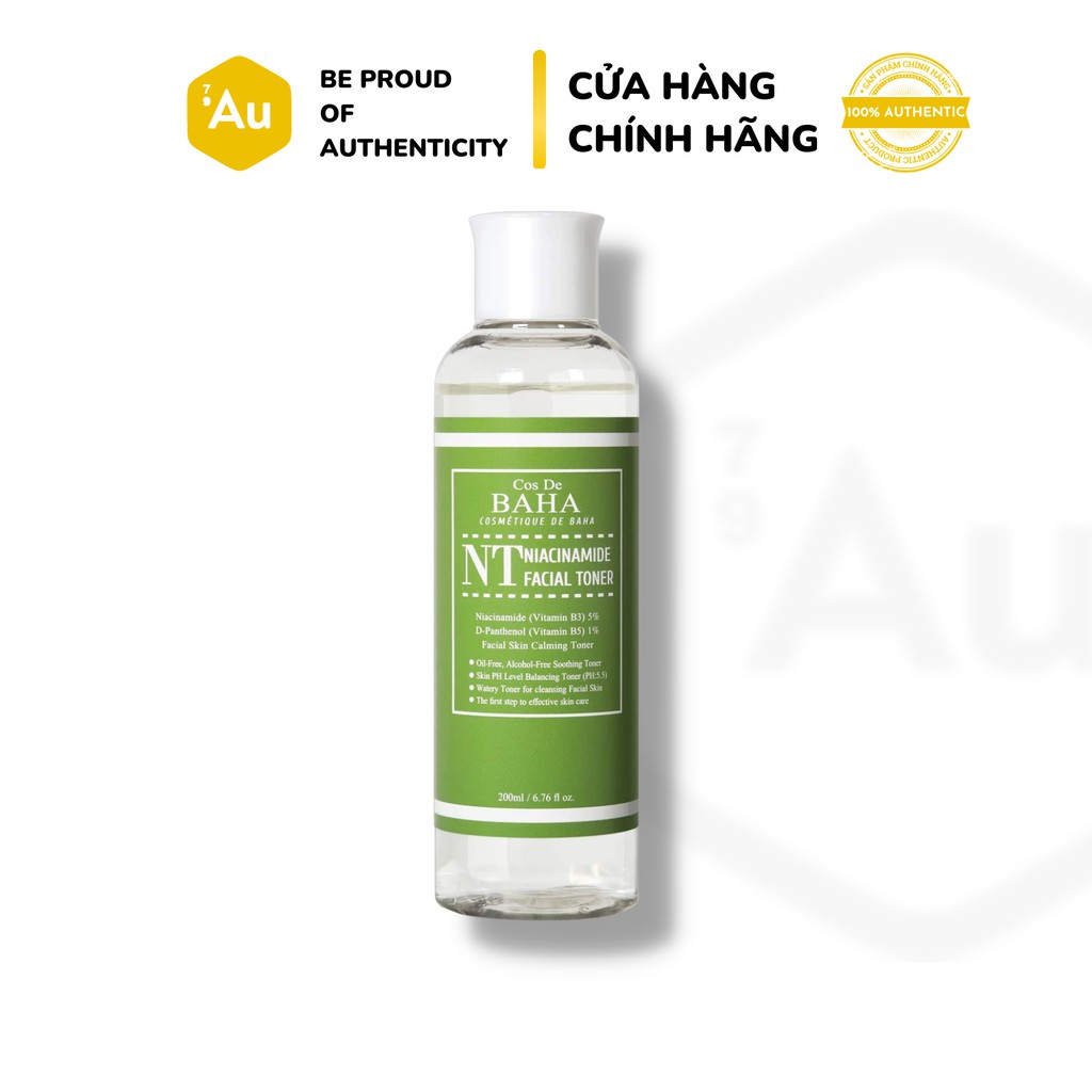 Cos De BAHA | Toner Niacinamide 5% &amp; Panthenol 1% - Hỗ Trợ Phục Hồi, Cân Bằng Dầu Ẩm &amp; Làm Đều Màu Da 200ML (NT)