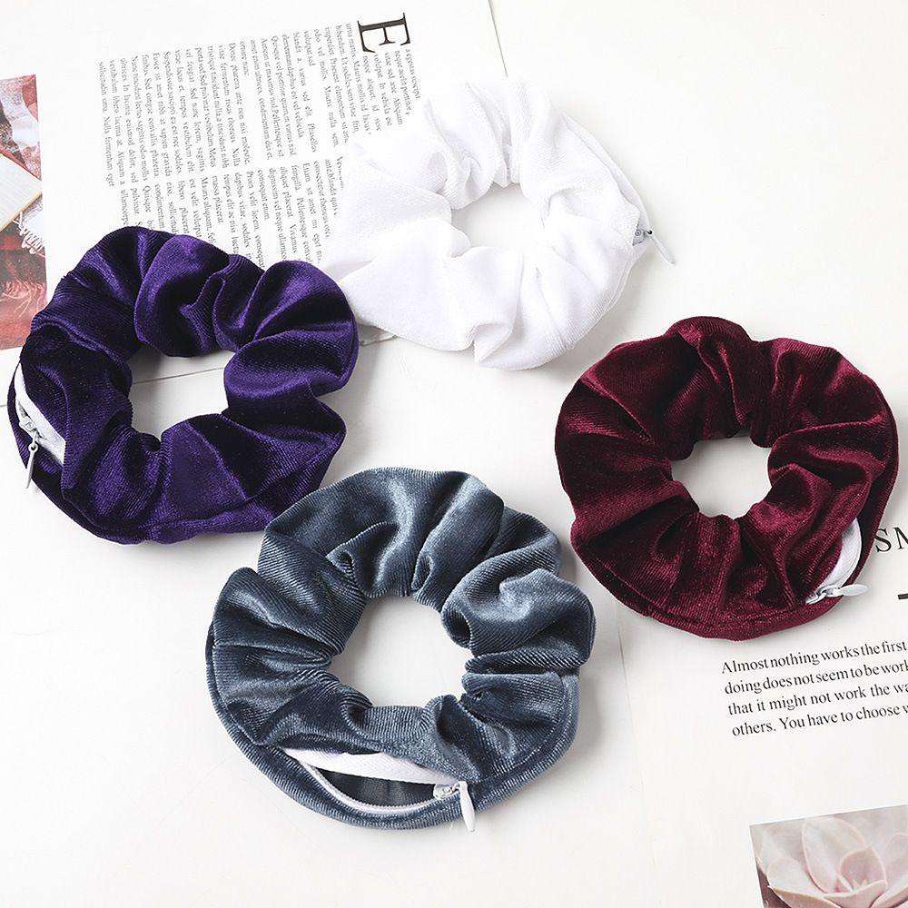 Dây Cột Tóc Scrunchies Phối Khóa Kéo Thời Trang Cho Nữ