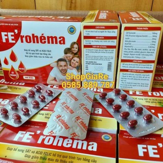 Fe' Rohéma bổ sung sắt và acid folic, giảm thiếu máu do thiếu sắt, hỗ trợ quá trình tạo máu