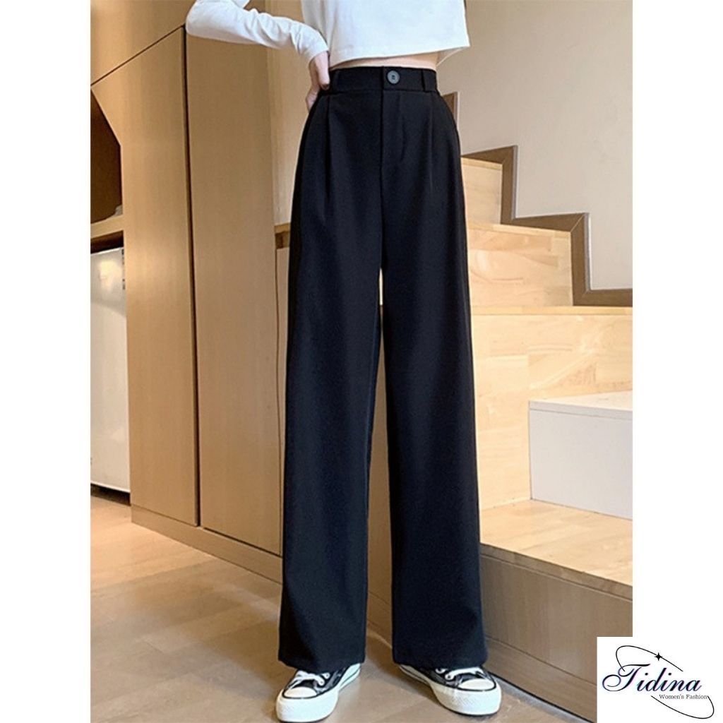 Quần Ống Rộng Nữ TIDINA Quần Vải Ống Rộng Nữ Form Rộng Phong Cách Thời Trang Hàn Quốc Style Sành Điệu Q.195