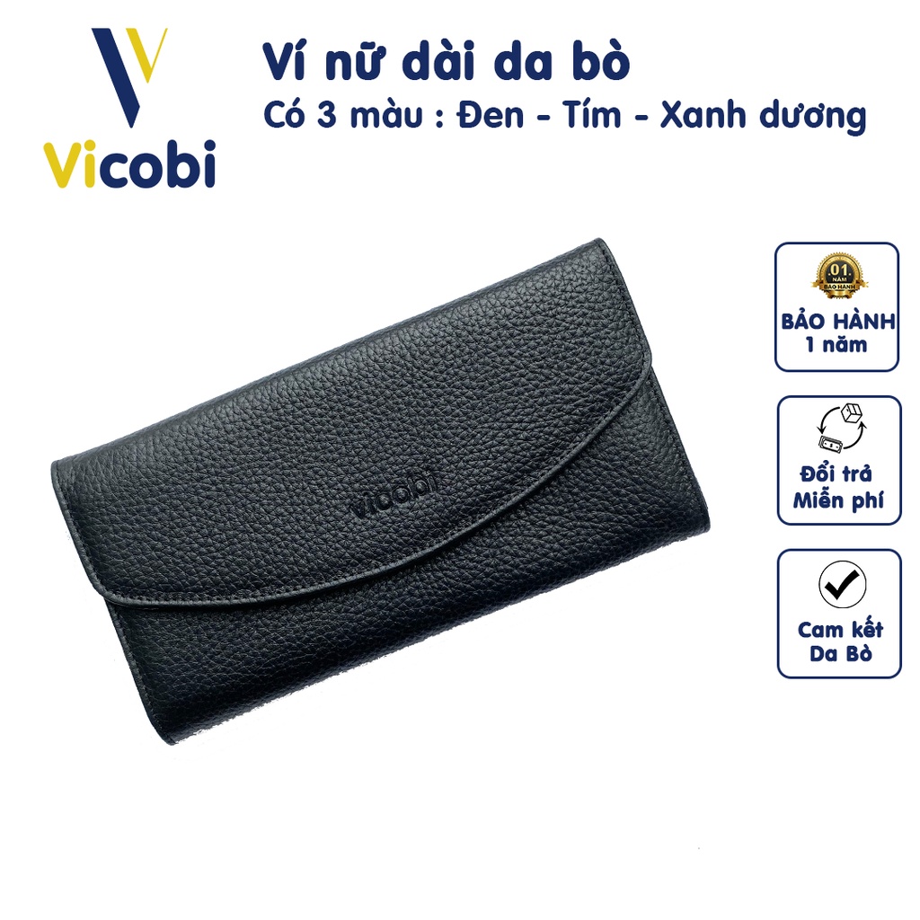 Ví dài nữ Da Bò Vicobi D5 Harris, để được IP 11promax và mọi giấy tờ cũ, mới như bằng lái, đăng kí, thẻ ATM, bảo hiểm xe