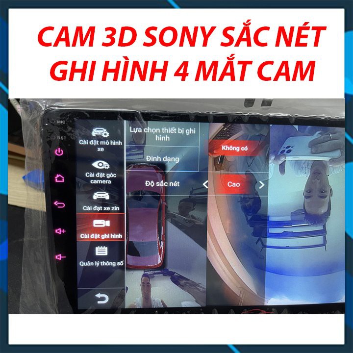 Màn hình android CARFU liền camera 360 AHD sony 3D xe KIA MORNING, RAM 3gb cao cấp