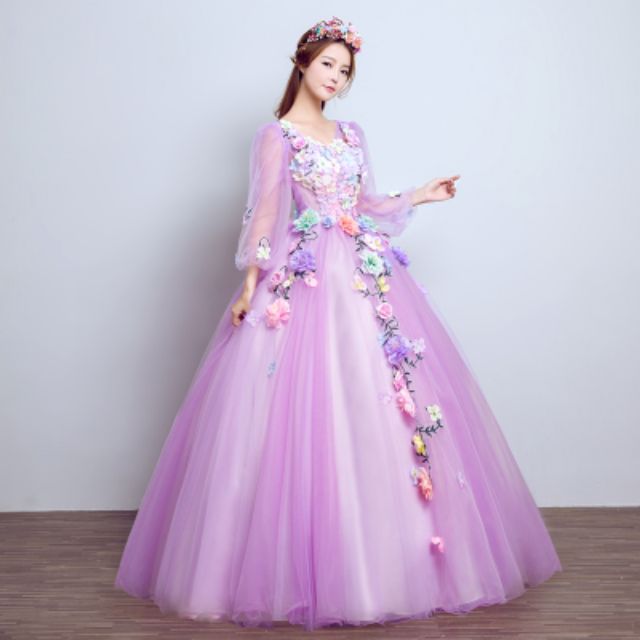 HÀNG ORDER NHẬP KHẨU 2 - 3 TUẦN - Đầm hoa dạ hội thanh lịch - Chát ib với shop trc khi đặt hàng