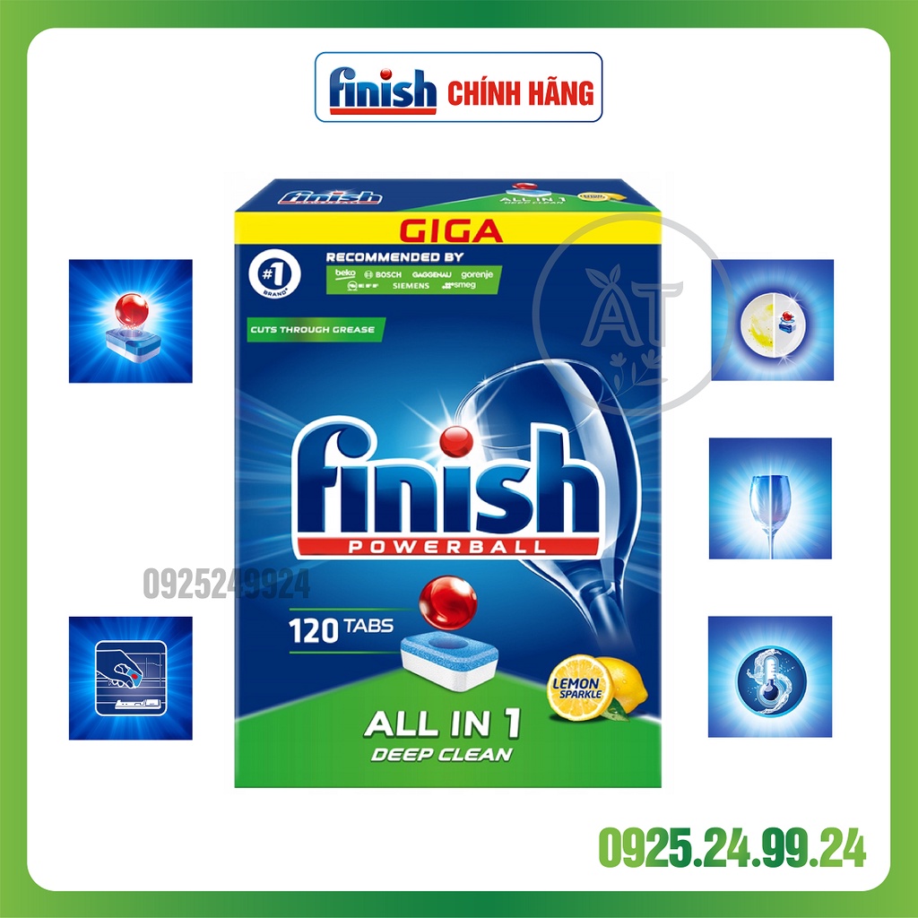 Viên rửa bát Finish ALL IN 1 / 120 viên - Hương Chanh