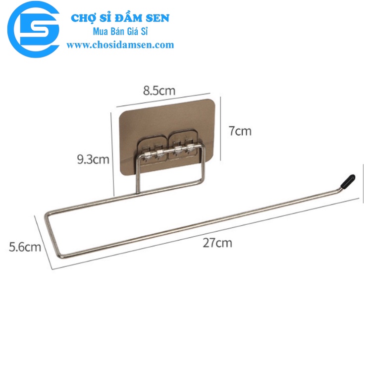 Thanh Móc Inox treo Cuộn giấy, Khăn lau bếp, Giấy vệ sinh dán tường chắc chắn. Thanh treo đồ dùng đa năng  G285-ThanhMoc