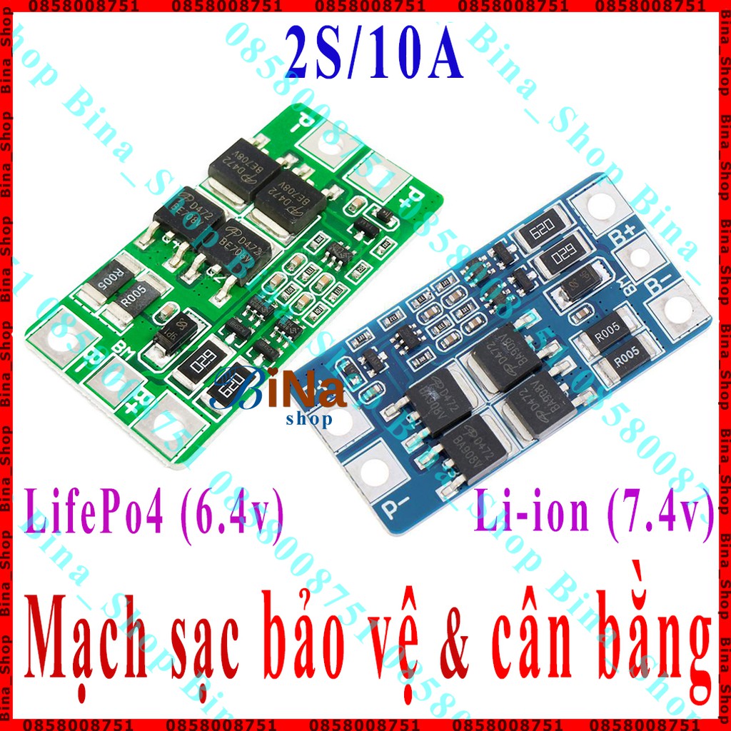 Mạch sạc cân bằng pin 2S 20A 18650 LiFePo4 Li-ion