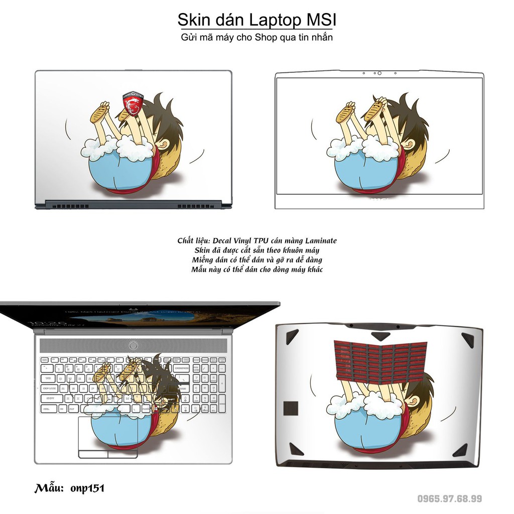 Skin dán Laptop MSI in hình One Piece nhiều mẫu 19 (inbox mã máy cho Shop)