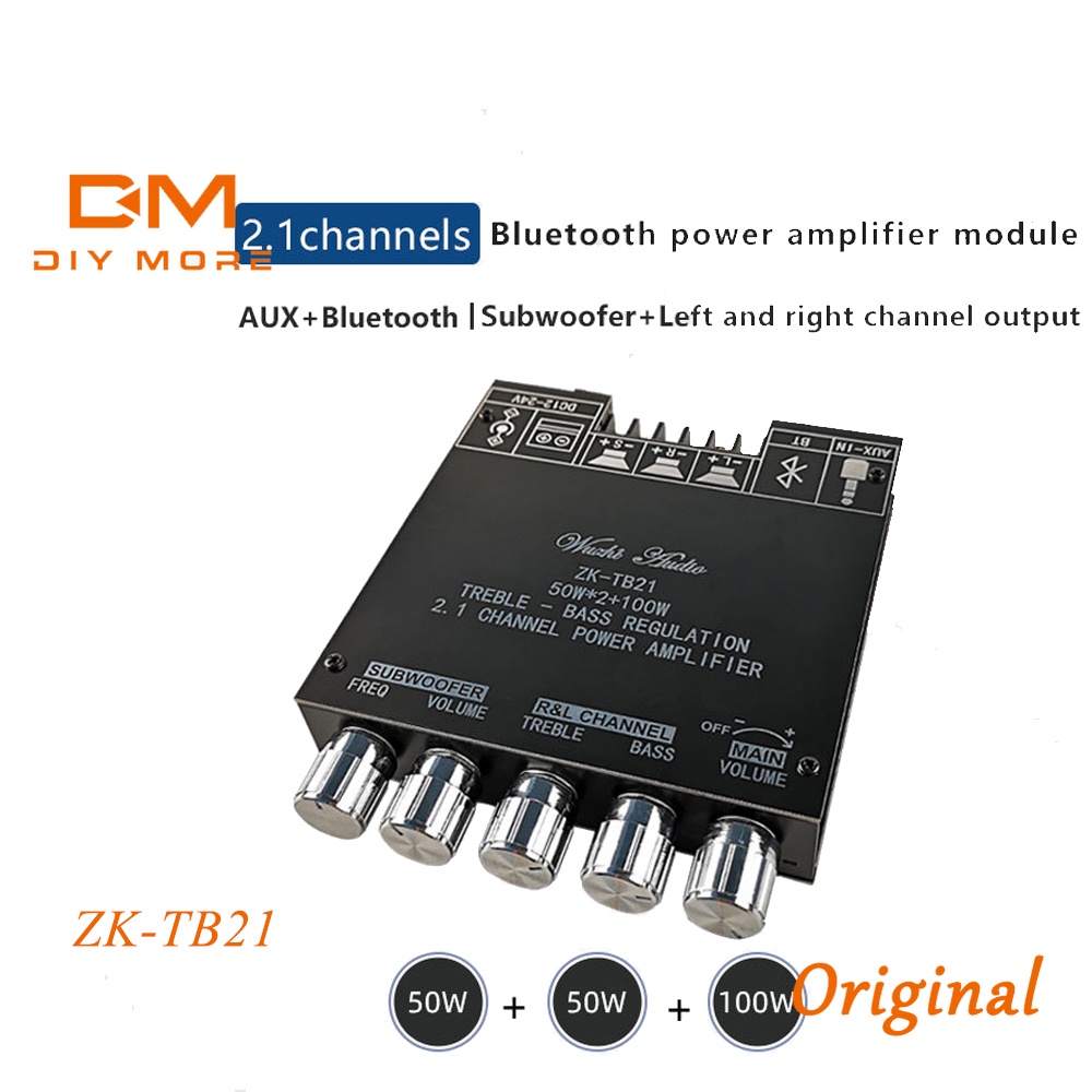 DIYMORE Bảng mạch khuếch đại âm thanh Zk-Mt21 Zk-Tb21 Tpa3116D Bluetooth 5.0 50wx2 + 100w 2.1 kênh