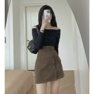 Áo thun bẹt vai dài tay nữ