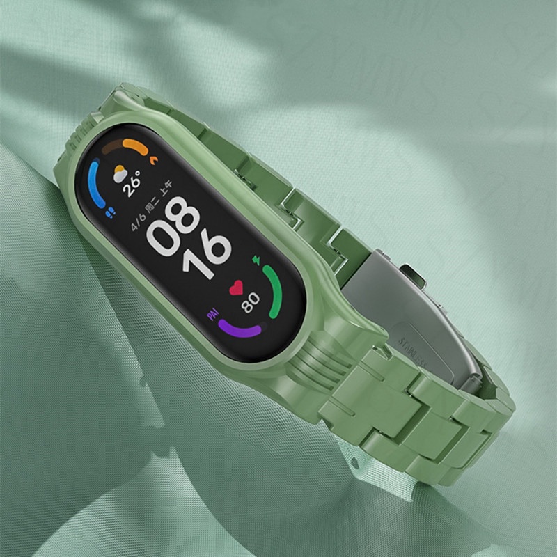 Dây Đeo Thay Thế Chất Liệu Nhựa Màu Trơn Cho Xiaomi Mi Band 6 5 4 3 5 6