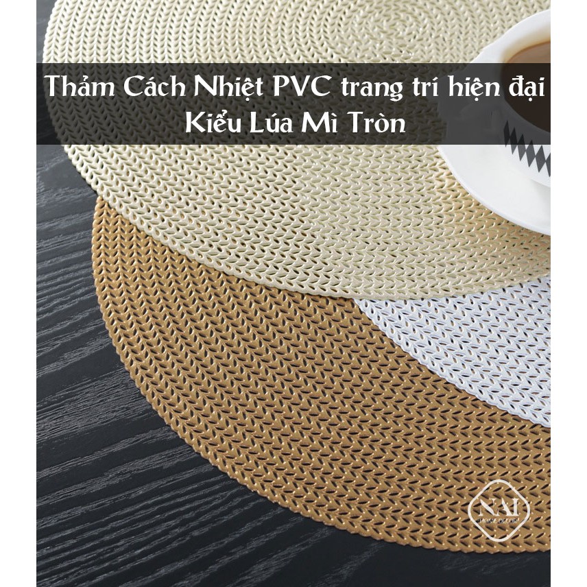 Thảm Cách Nhiệt PVC Trang Trí Hiện đại - Kiểu Dáng Lúa Mì Tròn