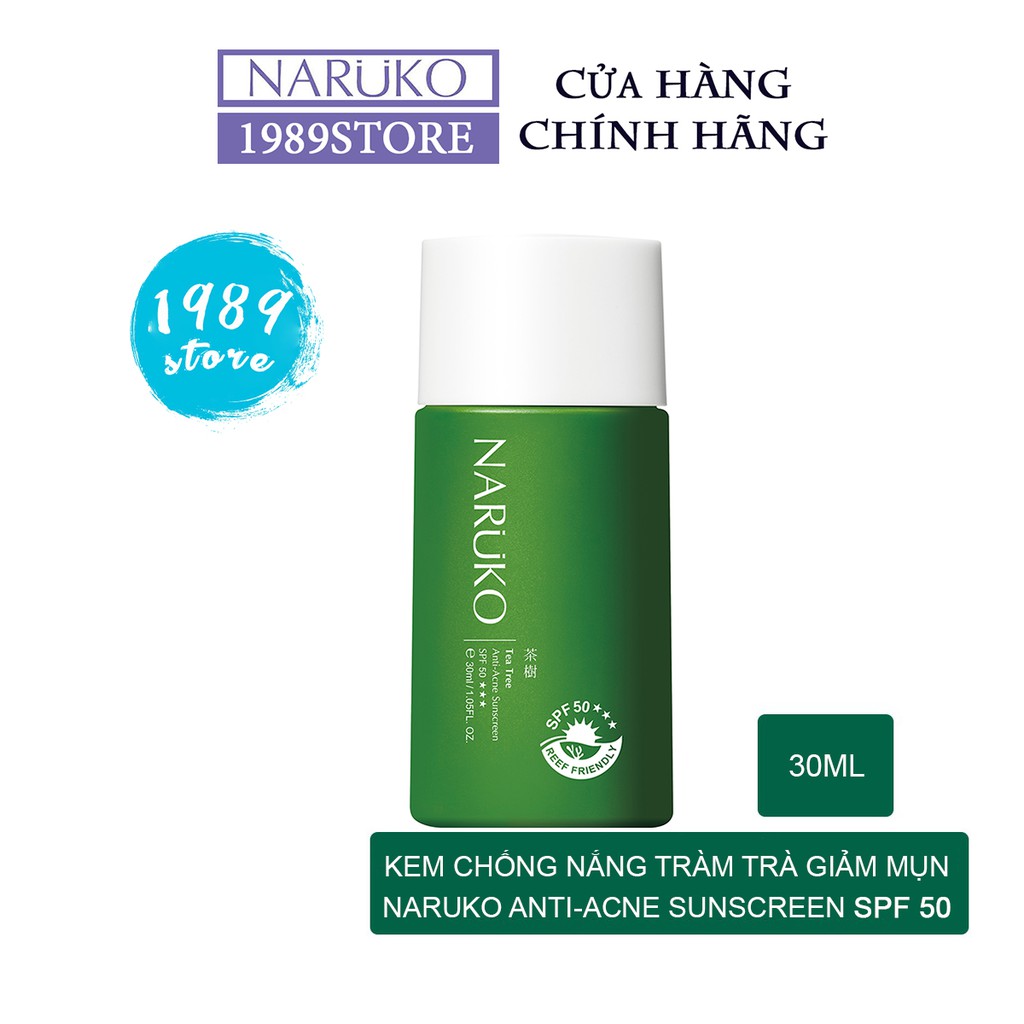 Mẫu Mới -Bản Đài - Kem Chống Nắng NARUKO Tràm Trà Cho Da Dầu Mụn SPF50 (30ml)