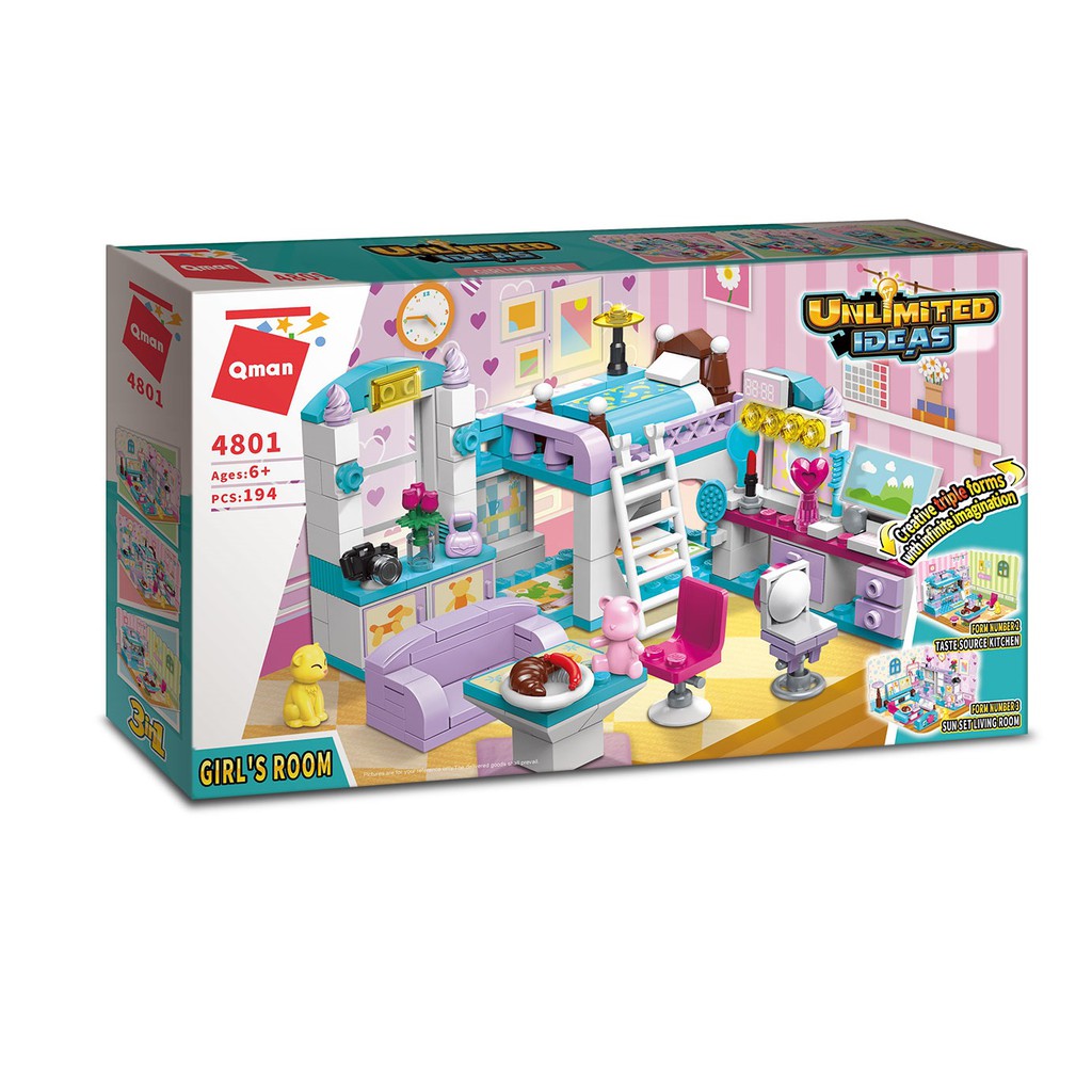 [Rẻ Vô Địch] Lego Lắp Ghép Mô Hình Nhà Búp Bê (3 In 1) Qman 4801