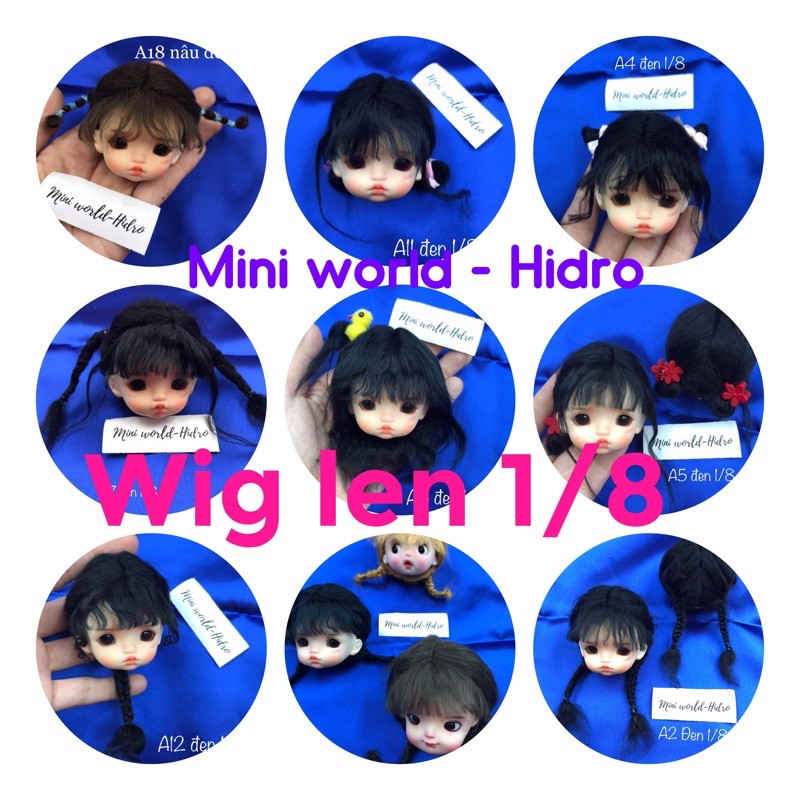 Wig len Tóc giả dành cho búp bê BJD Size 1/8, Baboliy, Amy handmade