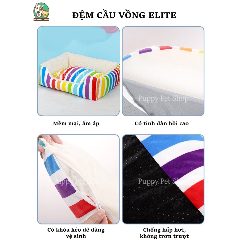 Đệm cầu vồng Elite cho thú cưng , chó mèo - Hàng cao cấp xuất Hàn -Mềm mại, siêu ấm áp