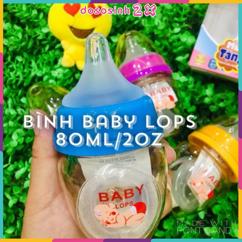 Bình sữa cổ rộng 80ml và 160ml Baby Lops tặng kèm 1 núm ti