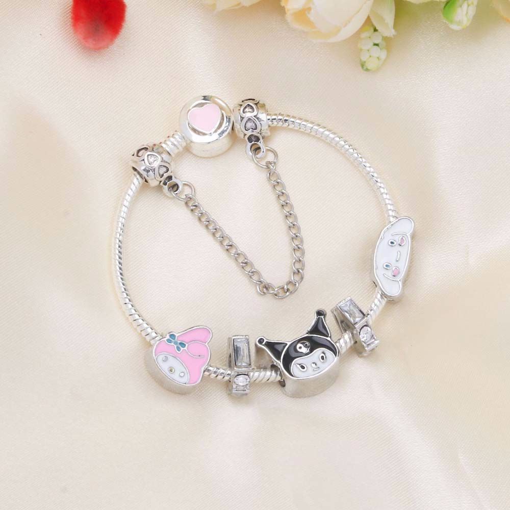 Vòng tay xỏ hạt charm hình Mymelody Kuromi Cinnamoroll dễ thương làm quà tặng sinh nhật cho bé