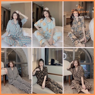 Bộ Pyjama Tay Ngắn Quần Dài Lụa Mango Hoạ Tiết Sang Trọng Vic Secret - Awi Sleepwear Pyjama