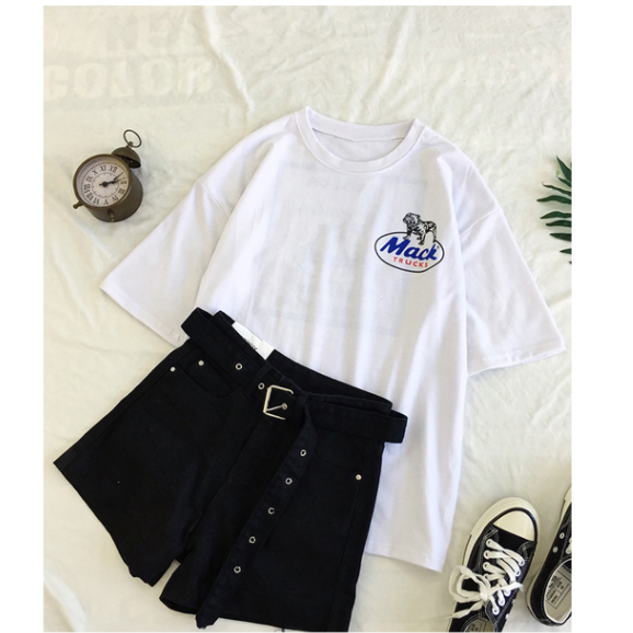 SUXI Áo Thun Nữ Tay Ngắn In Hình Phong Cách Hàn Quốc