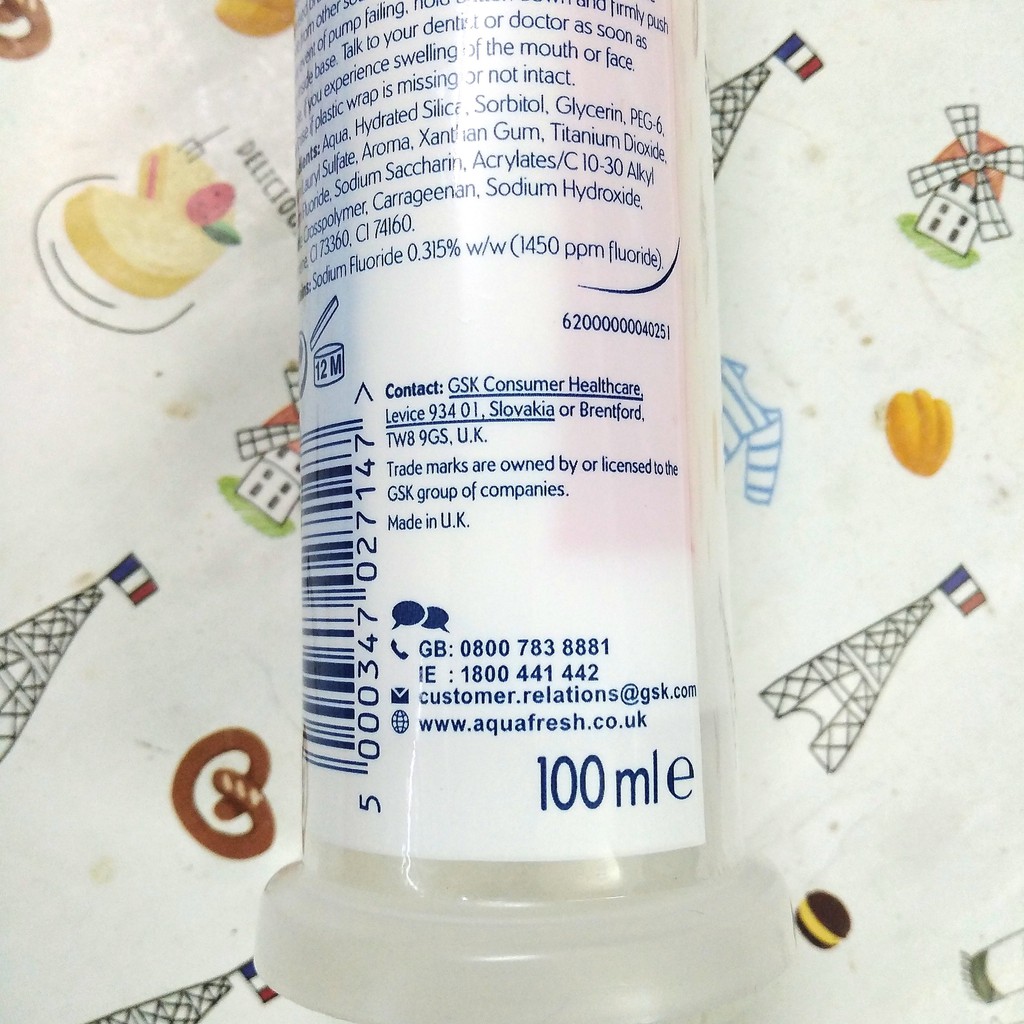 Kem đánh răng AQUAFRESH UK Anh 100ml Family Collection Fresh & Minty ống tròn trắng răng thơm miệng khử mùi nhập khẩ