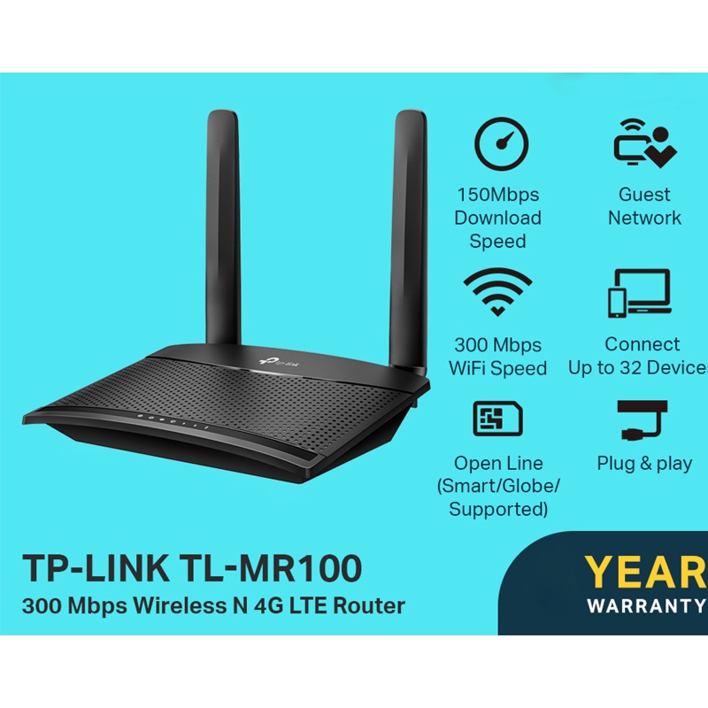 Bộ phát sóng Wifi không dây 4G TPLINK, Có Cổng LAN TP-LINK AC1200 Archer MR400 3 LAN, TL-MR100 Chuẩn N 300M - Chính hãng