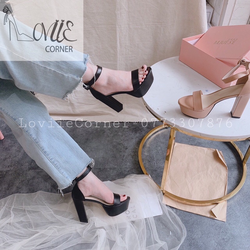 LOVIIECORNER- GIÀY SANDAL CAO GÓT 10 PHÂN ĐẾ ĐÚP - SANDAL CAO GÓT ĐẾ ĐÚP 12 PHÂN - GIÀY CAO GÓT 10CM ĐẾ VUÔNG G201071