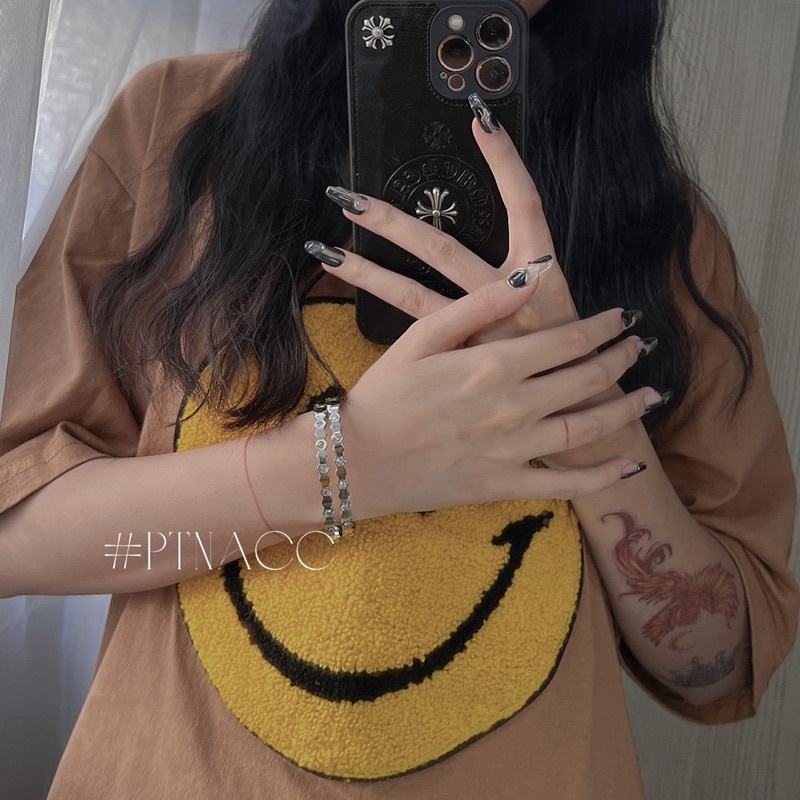 Vòng tay nữ titan lục giác đính đá thương hiệu Coco không đen .PTNACC.
