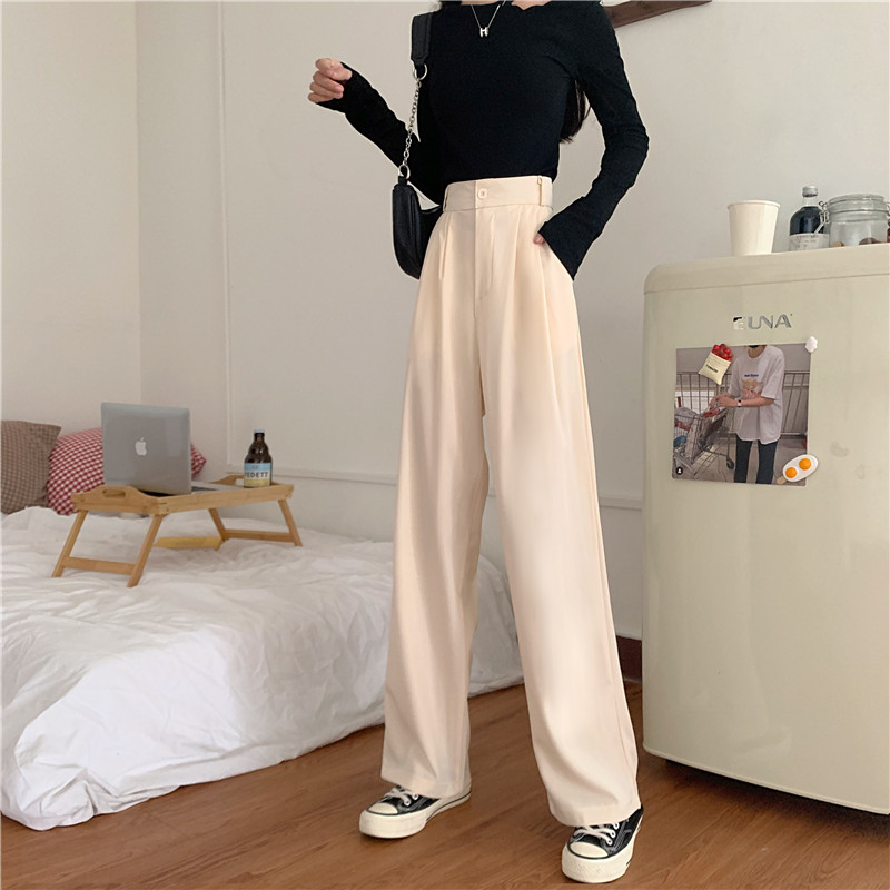 SUXI Quần Dài Màu Trơn Dáng Rộng Thiết Kế Đơn Giản Trẻ Trung Hợp Thời Trang