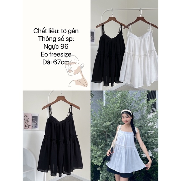 Áo Babydoll Dây Cột Vai Xinh Xắn 2 Màu