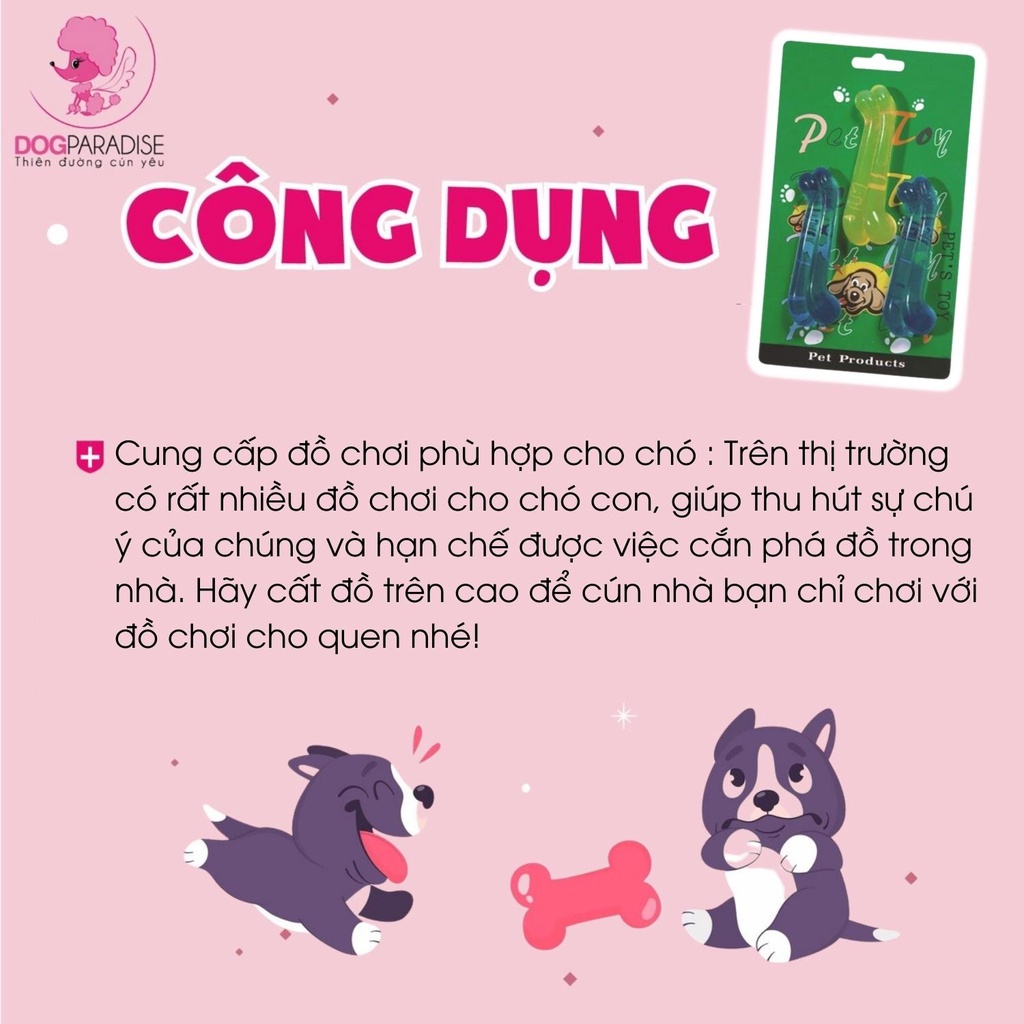 Đồ chơi giảm Stress cho chó Pian Pian hình khúc xương chất liệu nhựa an toàn 2 màu - Dog Paradise