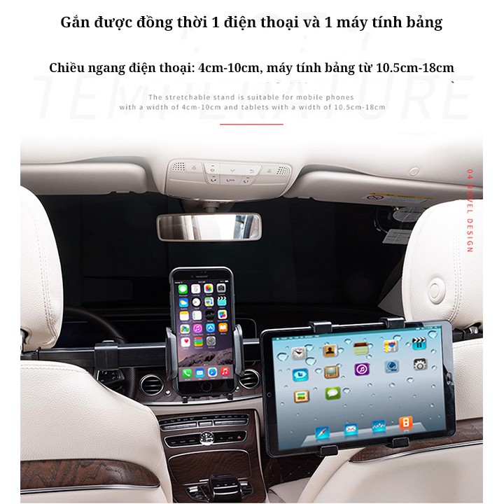 Giá đỡ máy tính bảng ipad và điện thoại gắn hàng ghế sau cho xe hơi GD90