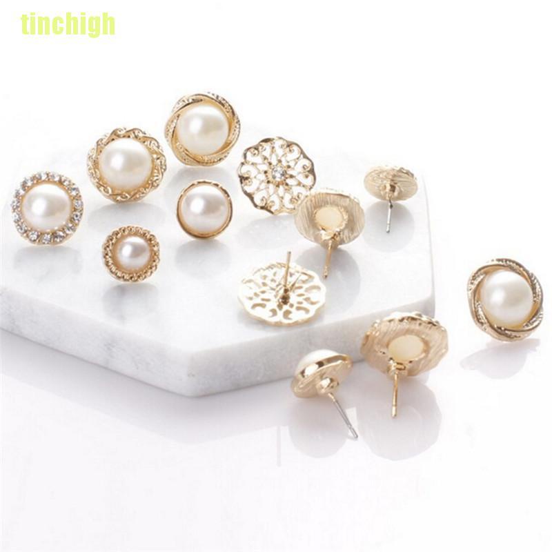 Bộ 6 Đôi Bông Tai Trai / Kim Cương / Trai / Kim Cương Nhân Tạo Thanh Lịch