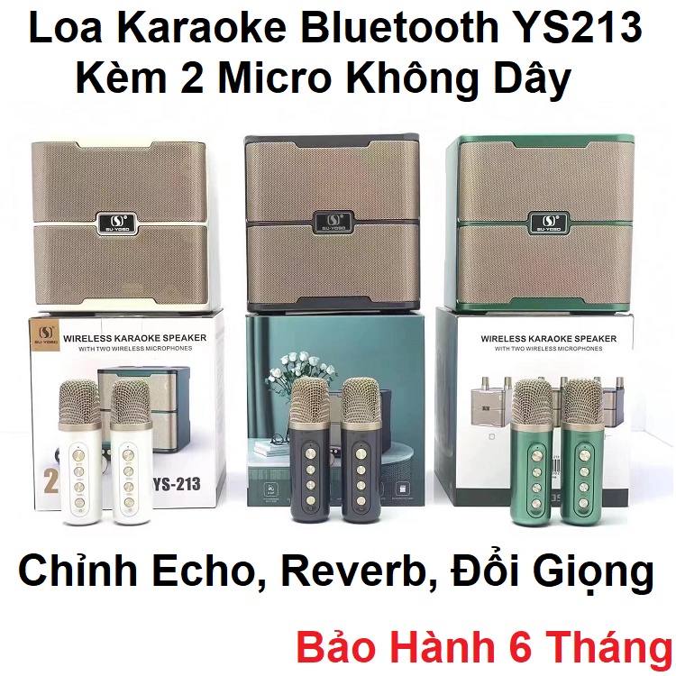 Loa Karaoke Bluetooth SU-YOSD YS 213 Kèm 2 Micro Không Dây Siêu Hay - Chỉnh Echo - Reverb - Effect - Đổi Giọng - Cực Hay