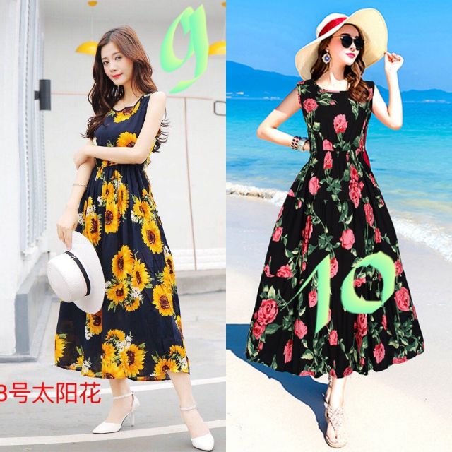 Đầm maxi lanh dài