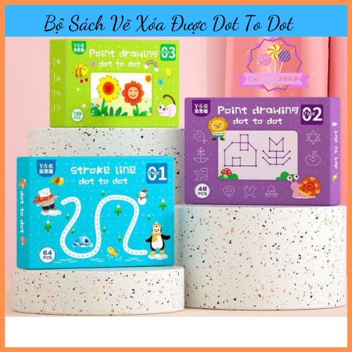 Sách vẽ thông minh xóa được ,Đồ chơi giáo dục Montessori rèn luyện tính kiên trì, khéo léo,sách vẽ dot to dot - Candy