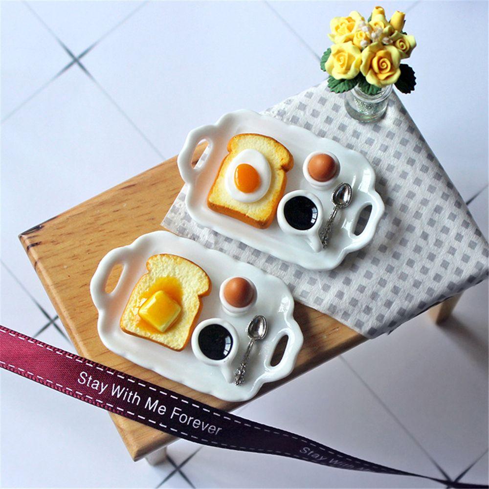 Xiantin Bộ Đồ Chơi Mô Hình Quán Cà Phê Bánh Mì Trứng Mini Có Khay Đựng Thức Ăn Trang Trí Nhà Bú