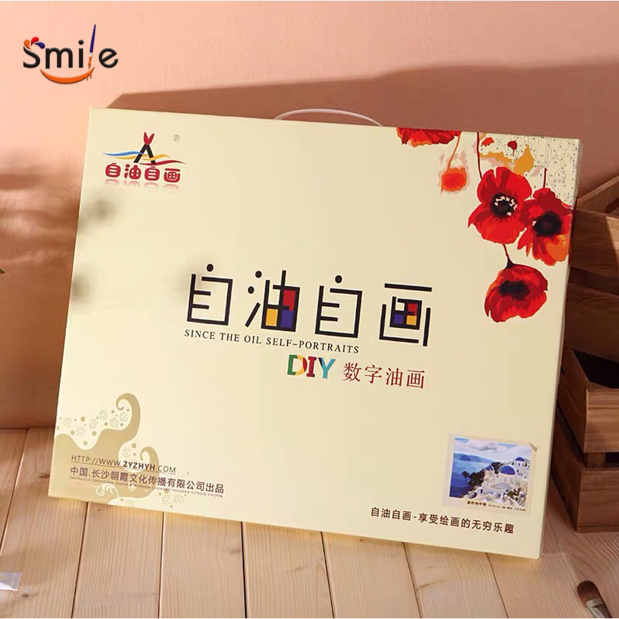 Tranh sơn dầu số hóa tự tô màu cao cấp Smile FMFP Hoa mộc lan đơn giản sang trọng H41266