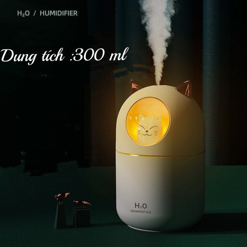 Fnelse Máy phun sương giữ ẩm 300ML có đèn led gắn hình cún dễ thương cho xe hơi