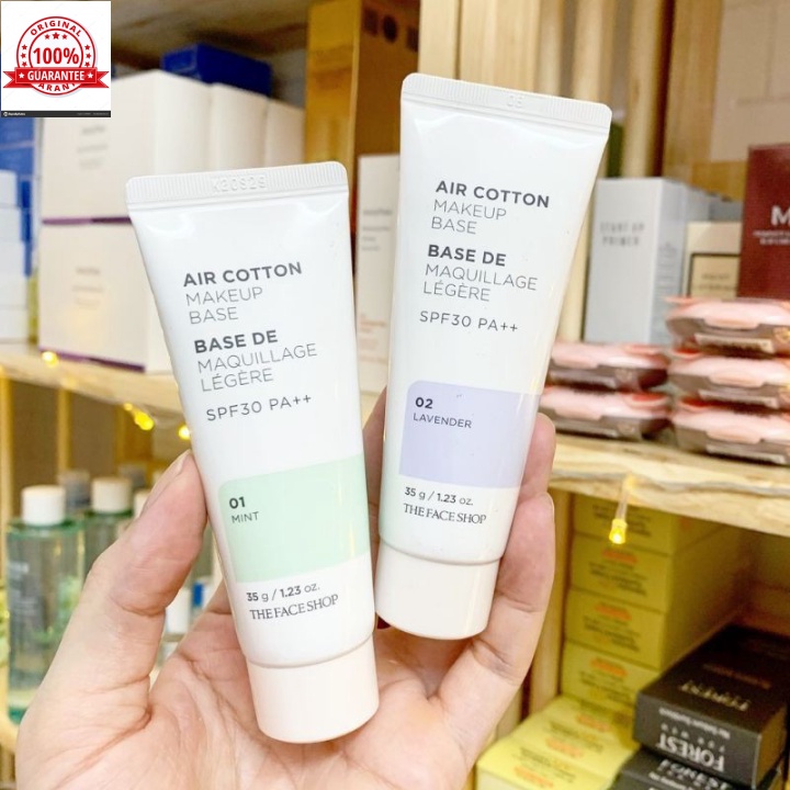 Kem Lót Kiềm Dầu Và Hiệu Chỉnh Tone Da The Face Shop Air Cotton Make Up Base SPF30 PA++ 35g