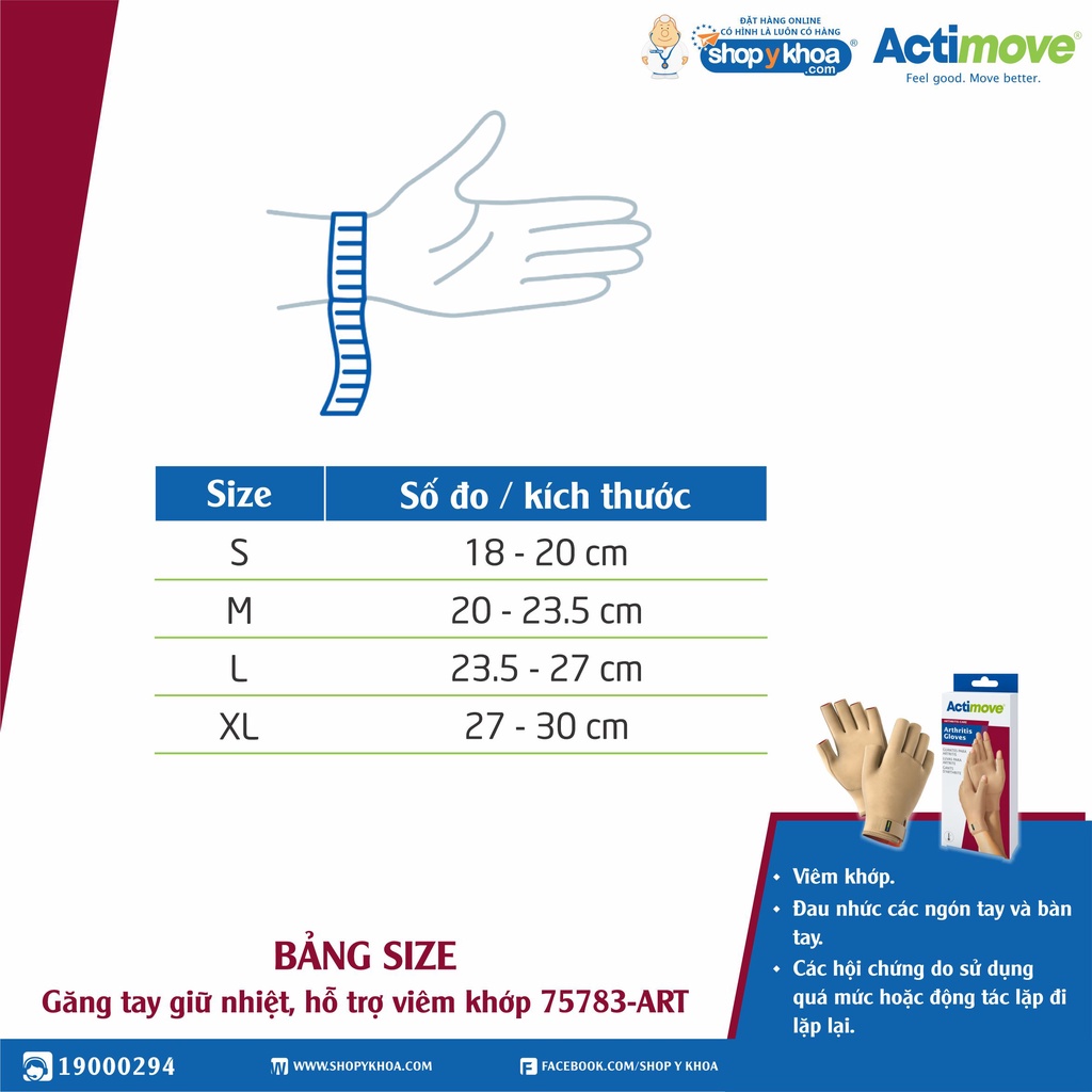 [CÓ QUÀ TẶNG] Găng tay giữ nhiệt, hỗ trợ viêm khớp 75783-ART Actimove Arthritis Gloves