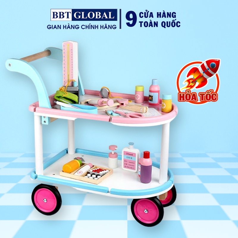 Đồ chơi xe đẩy cho bé bằng gỗ an toàn BBT Global MSN17075