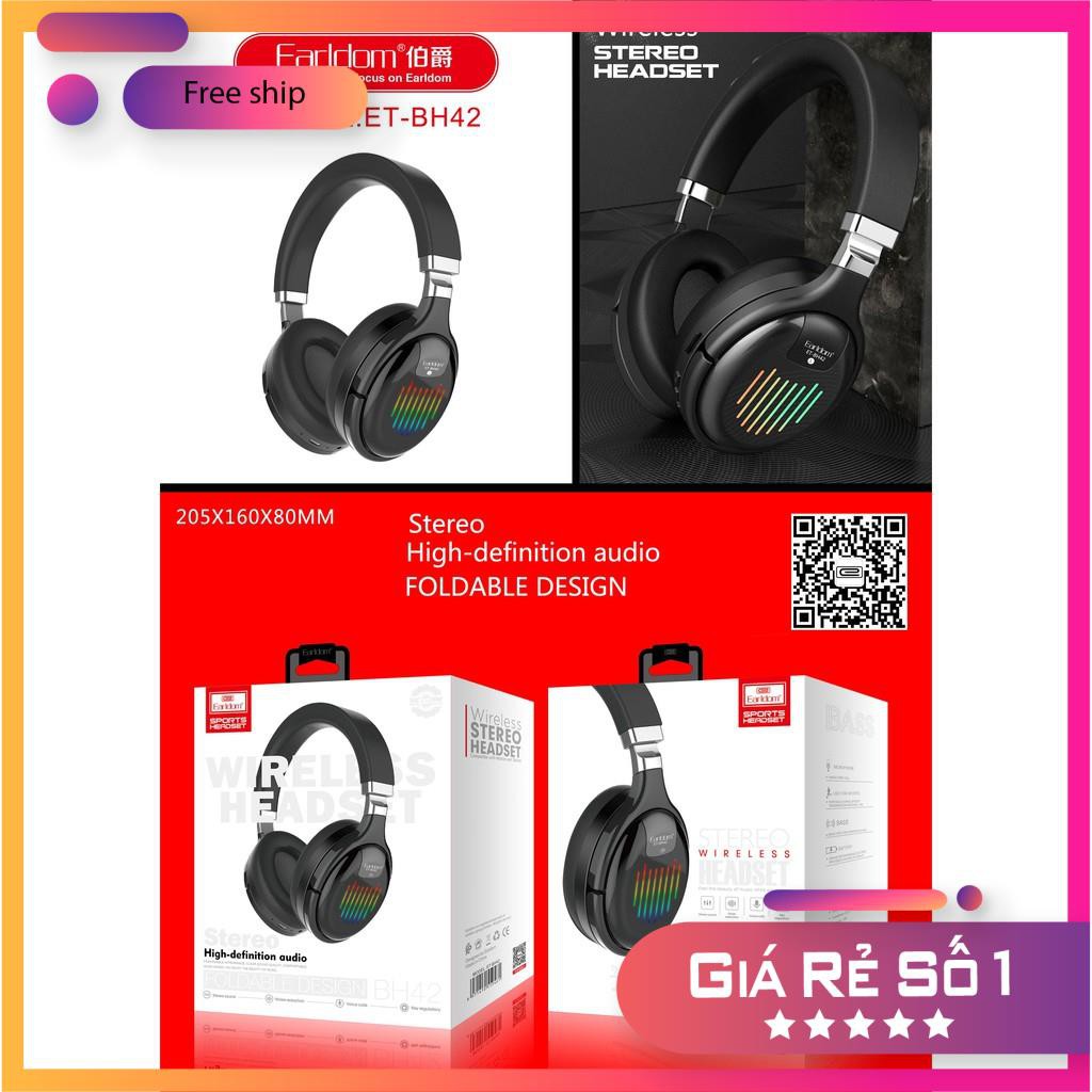 Tai Nghe Bluetooth Chụp Tai  EARLDOM ET-BH42  Âm Bass Ấn Tượng, Có Chiều Sâu, Đèn LED Cảm Ứng Theo Nhạc