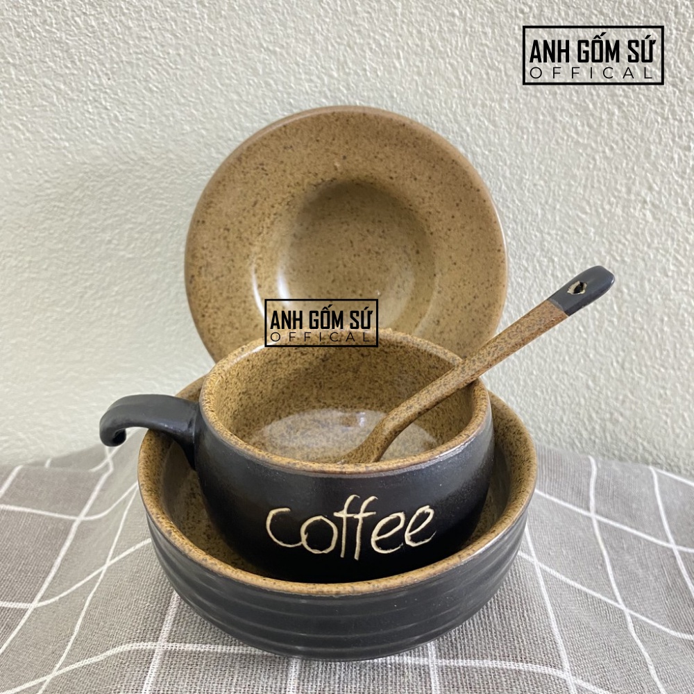 Bộ Bát Kèm Tách Hâm Nóng Cafe Gốm Sứ Bát Tràng Cao Cấp