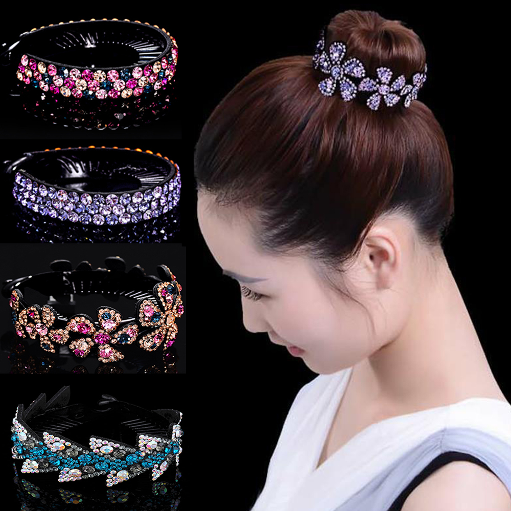 Kẹp Tóc Búi Tròn Đính Hoa Thời Trang Cho Nữ