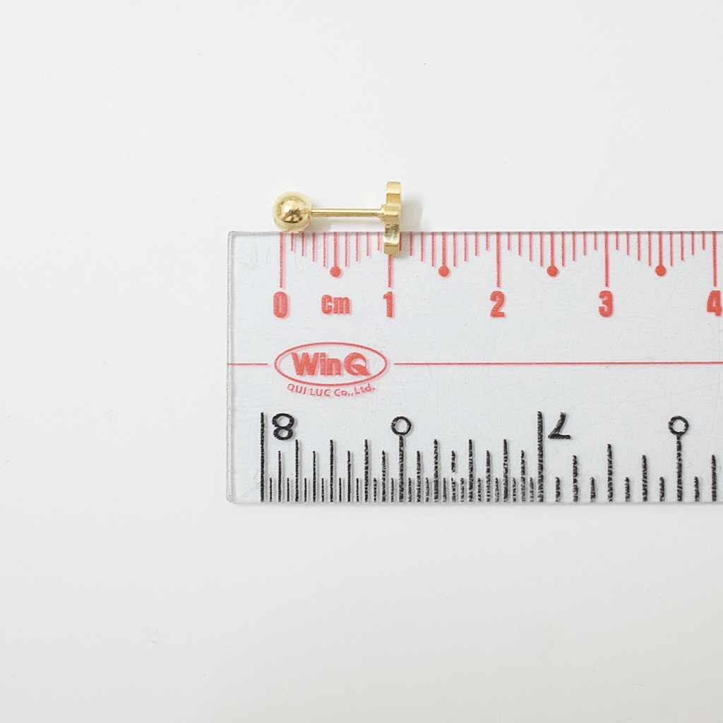 [1 Chiếc] Khuyên Tai Titan Unisex Thánh Giá Màu Vàng Đuôi Bi Không Gỉ Sét Không Ngứa Bông Tai Julies Box 66