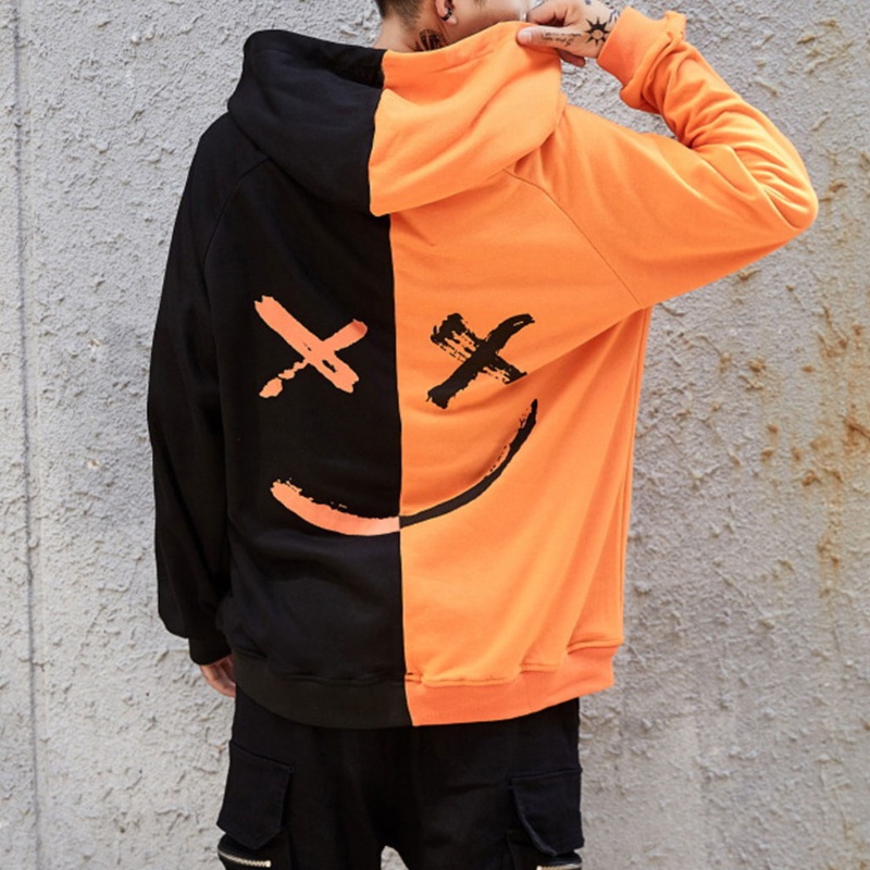 Xiangbao Áo Khoác Hoodie Nỉ In Hình Mặt Cười Thời Trang Dành Cho Nam Thanh Thiếu Niên Pullov