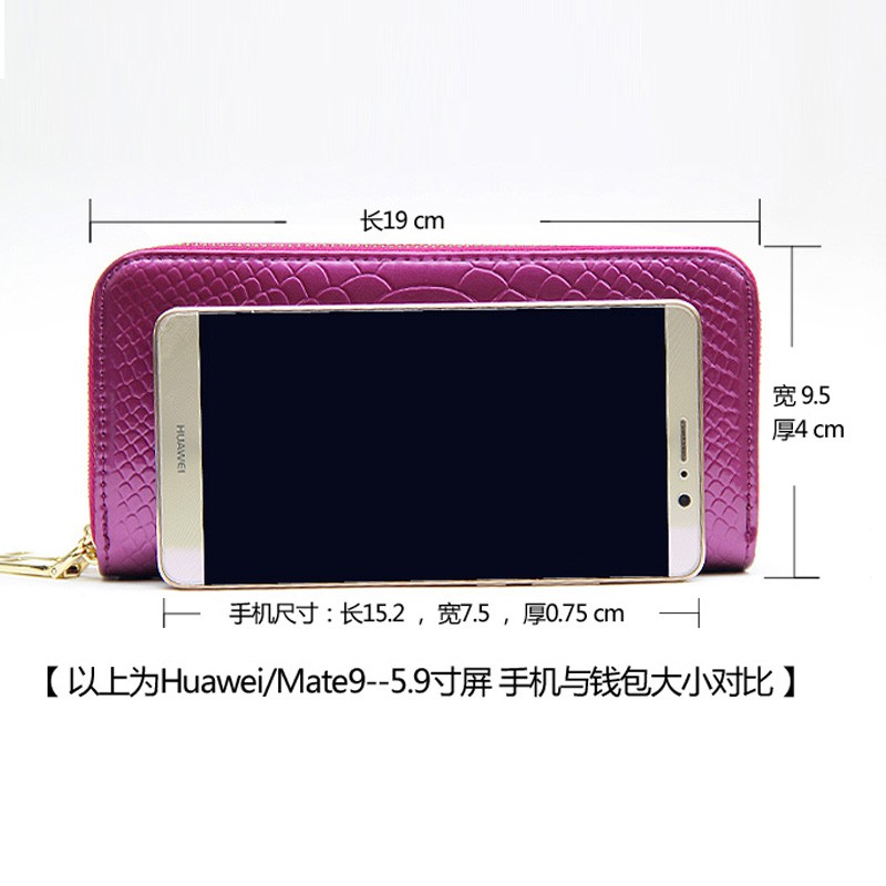 Ready stock_Wallet Female Long Zip Large Capacity Bills Of Black Leather Handbags Women's Wallet Multi-Function Mobile P